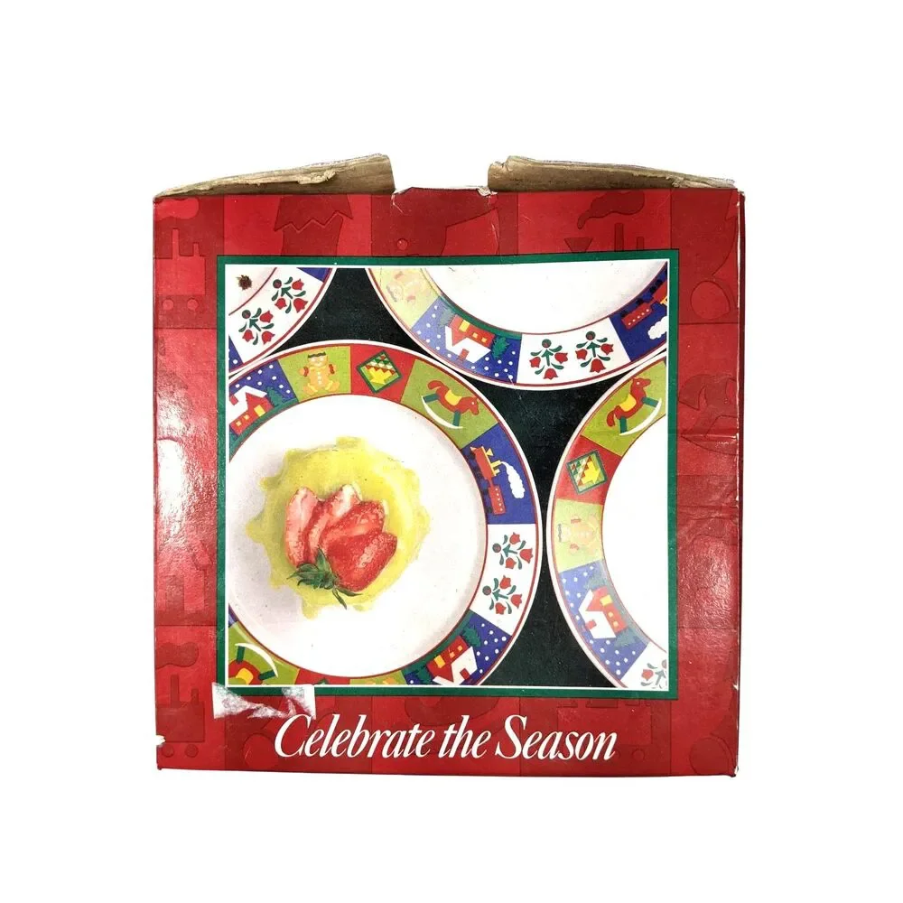 4 Vintage Marketplace Celebrate The Season Plates Christmas Grandmacore Lot 